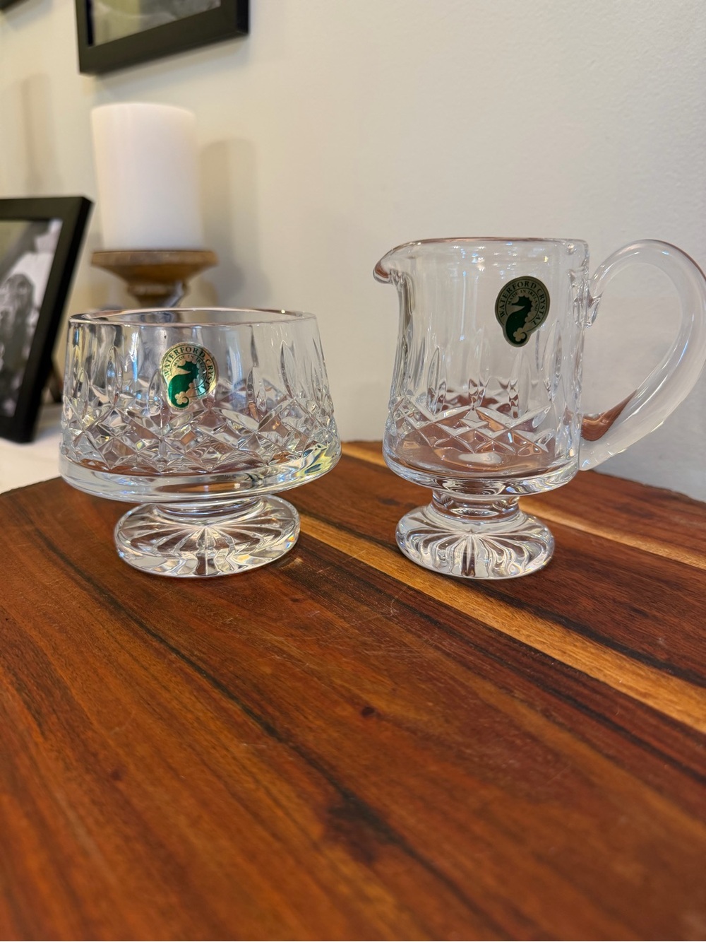 Waterford Crystal Seahorse Creamer & Sugar Bowl Set NIB Never Used